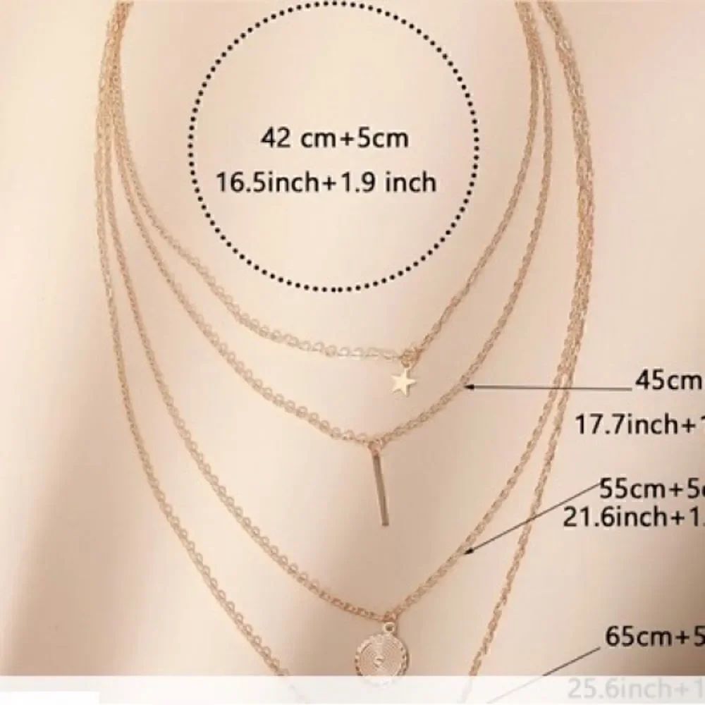 Four Layer Gold Boho Layering Necklaces - Picture 4 of 4